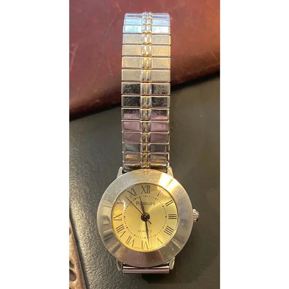 Women's 26mm Rumours Watch, Silver Tone with Expansion Band, Gold Tone Face